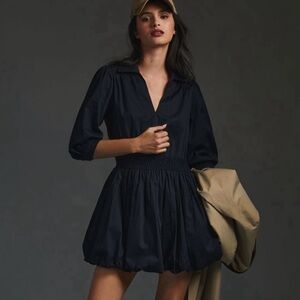 Porridge V Neck Bubble Mini Dress